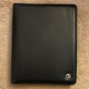 Black Leather Portfolio with Logo